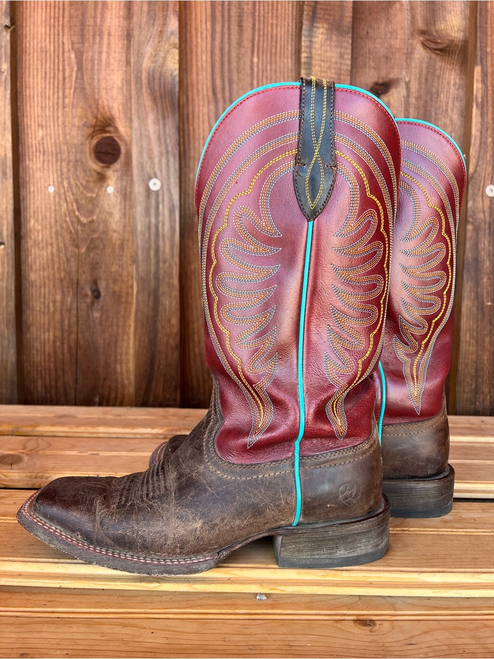 Ariat Circuit Shiloh Women’s Western Boots 9B, Brown Red Square Toe